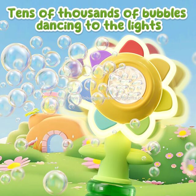 Pistolet à Bulles Rechargeable en Forme de Fleur pour Enfants avec Lumières LED et 10 Recharges, Machine à Bulles de Danse Amusante, Jeu d'Été en Plein Air for sale at factory direct price