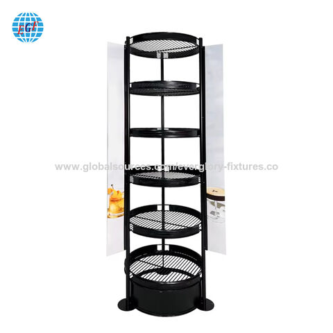 OEM Supermarkt Weinregal Ladenausstattung Anpassbares 6-stöckiges freistehendes rundes Weinpräsentationsregal aus Metall for sale at factory direct price