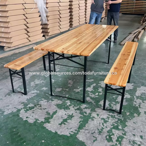 Vente Directe d'Usine : Ensemble Table et Bancs Pliables en Bois Personnalisables pour Pique-Nique, Jardin et Terrasse for sale at factory direct price