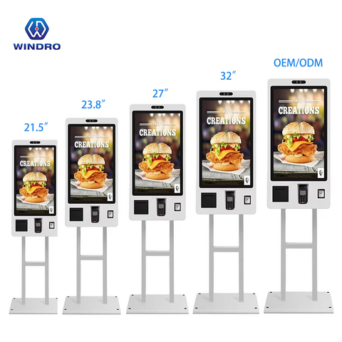 Borne de Commande Intérieure/Extérieure 21.5 27 32 Pouces Montage Mural Machine de Paiement Libre-Service Borne de Commande pour Restaurant