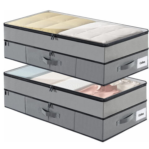 Boîte de Rangement Sous Lit Queen Size, Boîte de Rangement Transparente avec Couvercle, Organisateur de Placard à Vêtements, Boîte de Rangement en Tissu Sous Lit for sale at factory direct price
