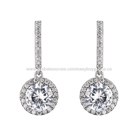 Brincos pendentes da moda, brincos geométricos redondos para mulheres, requintados e versáteis, com brincos de zircão levemente cravejados for sale at factory direct price