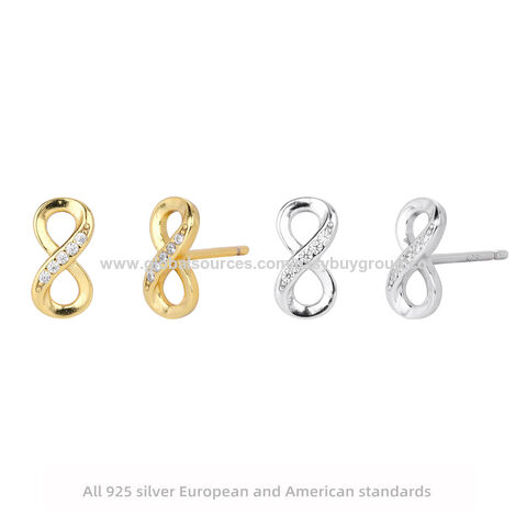 Boucles d'oreilles à clous en argent sterling S925 en forme de 8, luxe léger, simples et individuelles for sale at factory direct price