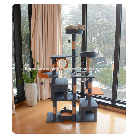 Großer Katzenbaum im Großhandel mit integriertem Katzenhaus und Kratzbäumen Sisalseil-Turm for sale at factory direct price