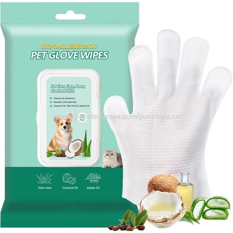 Lingettes Déodorantes Hypoallergéniques Douces en Forme de Gant pour le Nettoyage des Chiens et Chats - Vente en gros