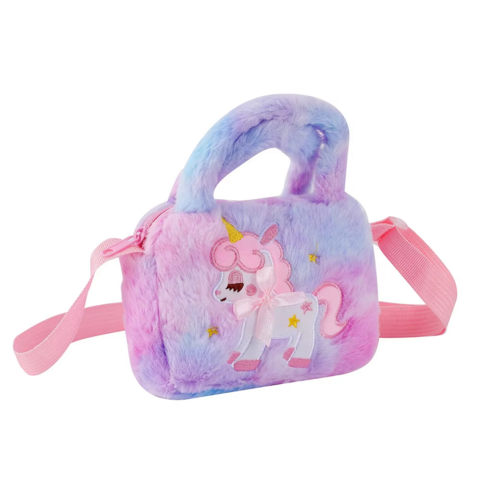 Nouveau sac à bandoulière diagonal licorne en peluche, adorable, à la mode, sac à main à bandoulière, mignon petit sac à bandoulière en peluche