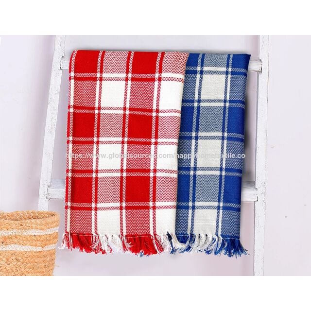 Lushomes Premium Dobby Check Bath Towels with Fringes Pack of 2 80 Percent Cotton 20 Percent Polyester Soft & Absorbent 71x152 cm for sale at factory direct price
