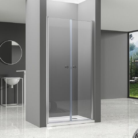 Porte de Douche Pivotante de Luxe à Double Articulation - 100x190cm, Verre de 6mm & Cadre Chromé Réglable