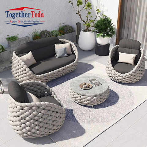Mobiliário de jardim profissional confortável e de alta qualidade com design nórdico: Conjunto de sofá de alumínio para exterior