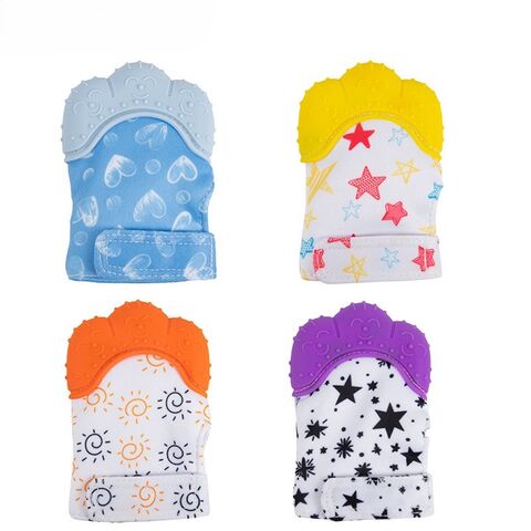 Mainan Teether Bayi untuk Usia 0-6 3-6 Bulan | Teether Tangan | Mainan Kunyah untuk Meredakan Nyeri Tumbuh Gigi | Sarung Tangan Anti Makanan Bayi