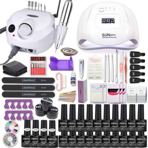 Kit d'Outils pour Ongles de Haute Qualité Incluant Lampe UV, Polisseuse, Lime et Pinceaux pour Fournitures d'Onglerie - Vente en Gros