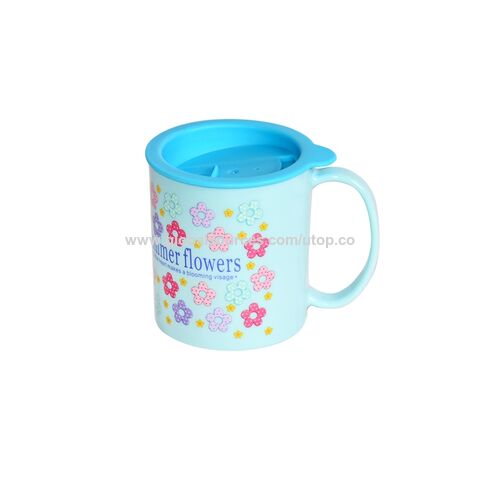 Gelas Plastik Anak-anak, Mug Teh Susu, Gelas Plastik PP dengan Tutup untuk Minuman Panas Dingin