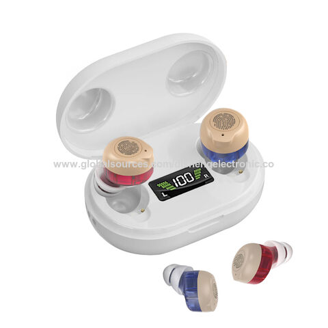 Newest Private shaped OEM in ear comfortable Hearing aids earplug with charging bin and digital power display for Home and outdoor for sale at factory direct price