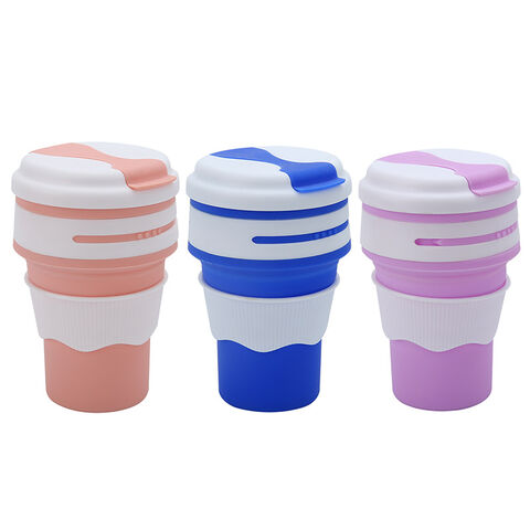 Tasse à café pliable en silicone avec logo personnalisé, résistante à la chaleur, tasse portable pour bureau, voyage, tasse extensible, bouteille d'eau de sport for sale at factory direct price