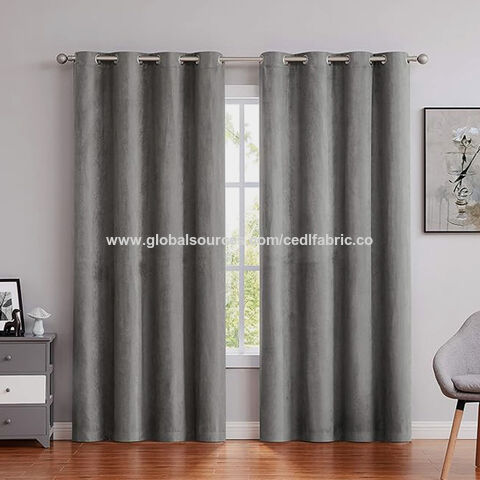 Anpassbare, weiche Luxus-Samt Gardine mit 95% Verdunkelung, grauer Wildlederimitat-Stoff für Schlafzimmer & Wohnzimmer for sale at factory direct price