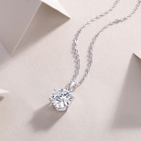 Pingentes de diamante genuínos com 6 garras em prata s925, colar de moissanite, um pingente moderno e sofisticado para mulheres.