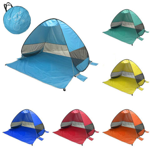 Tienda de campaña al por mayor con protección solar para playa, tienda de campaña totalmente automática para exteriores, adhesivo personalizado para playa