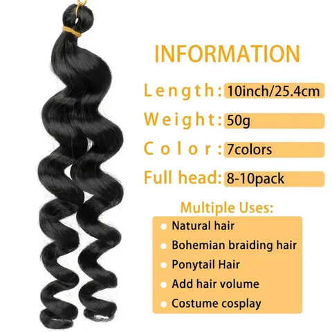Extensions de Cheveux Synthétiques Ondulés Lâches Bouclés de 55cm pour Tresses - Cheveux Tressés Souples avec Boucles Françaises