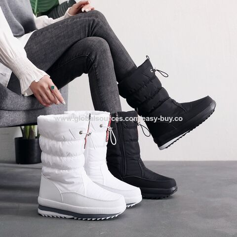 Bottes de neige pour femmes mi-mollet, Bottes de neige rondes pour femmes, Bottes de neige en caoutchouc pour femmes