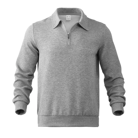 Vêtements Homme Automne et Hiver Rétro Sweat-shirt Lourd Jacquard Manches Longues Revers Demi-Zip Polos Homme for sale at factory direct price