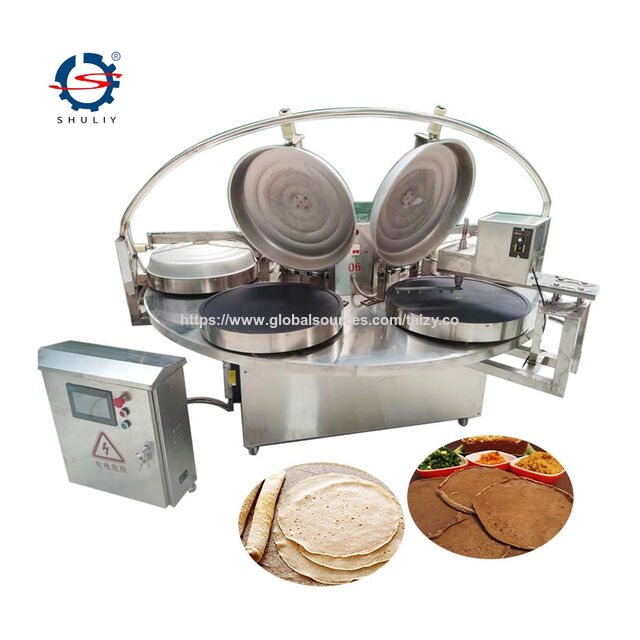 Hot Sale Full Automatic Gas Electric Heating Crepe Tortilla Chapati Roti Injera Spring Roll Making Machine Production Line for sale at factory direct price