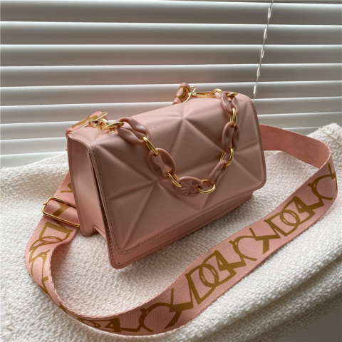 Bolsa de mão casual simples personalizada, alça de ombro larga, bolsa de ombro única, bolsa pequena de corrente grossa