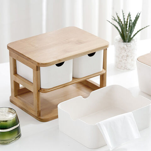 Günstiges Desktop-Aufbewahrungsregal aus Bambusfaser, mehrschichtige Schubladen-Kosmetikaufbewahrungsbox, abbaubare Bambus-Schranklade für Zuhause for sale at factory direct price