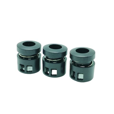 Attaches en plastique en gros avec boucle à ressort supérieure creuse, adaptées aux bagages et aux vestes de vêtements. Ouverture maximale de 4 mm.