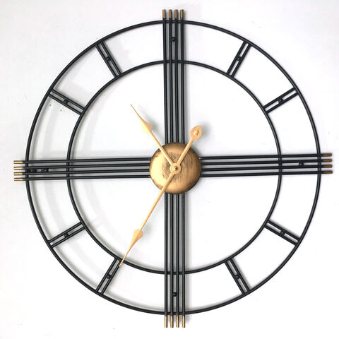 Relojes de pared grandes de hierro y cuarzo, forma redonda, metal vintage, números romanos for sale at factory direct price