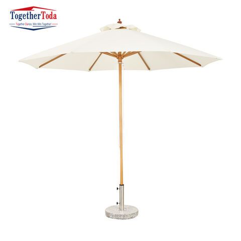 Sombrilla de Patio Exterior de Aluminio a Prueba de Viento y Lluvia con Mástil de Madera para Playa, Jardín y Piscina for sale at factory direct price