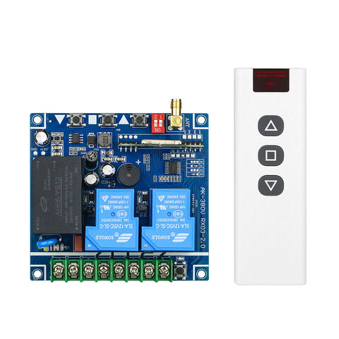 Receptor de Control Remoto Inalámbrico RF de 2 Canales con Código de Aprendizaje de 3 Botones para Puerta Eléctrica, Elevación, Grúa, Bomba de Agua, Motor