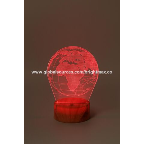 3D Nachtlicht LED Illusion Lampe Nachttisch Schreibtischlampe, Liebesboot 7 Farbwechsel Lichter mit Acrylglas & Holzsockel for sale at factory direct price