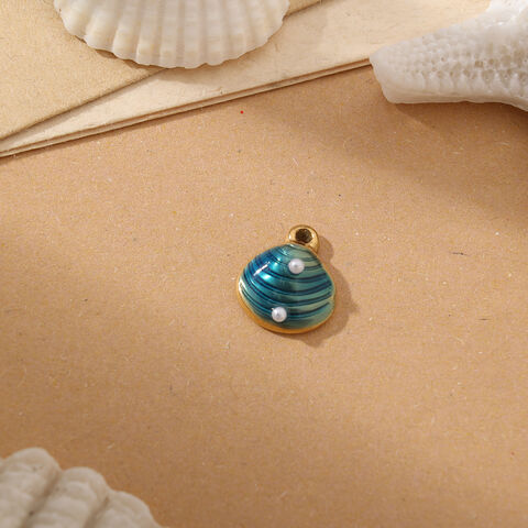 Pingente de moda por atacado em aço inoxidável banhado a ouro 18k com pérolas de concha esmaltadas para decoração de casa e escritório for sale at factory direct price