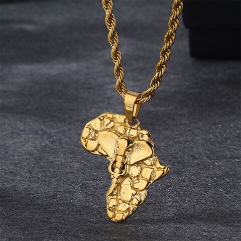 Pingente de mapa da África em aço inoxidável banhado a ouro 18k para atacado, para decoração de casa e escritório for sale at factory direct price