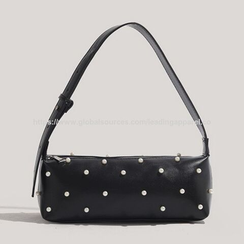 Wholesale 2025 New Fashion Design Pearl Decorative Baguette Underarm Bag Evening Bag Shoulder Handbag for Women for sale at factory direct price