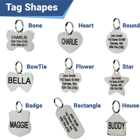 Vente en gros de plaques d'identification personnalisées pour chiens et chats en acier inoxydable, collier gravé, plaques d'identification pour chiens, nom, identification, os vierge pour animaux de compagnie