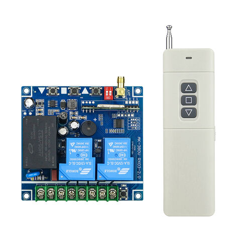 Interruptor RF Inalámbrico de 2 Canales 30A ON/OFF para Motor, Avance y Retroceso, Receptor de Control Remoto para Tendedero, Puerta de Garaje Corredera