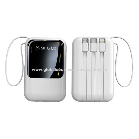 Integrierte Kabel-Powerbanks, Tragbare Mini-Powerbanks aus Kunststoff mit integriertem Kabel