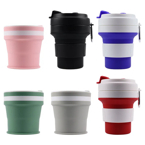 Tragbarer, faltbarer Silikonbecher für Reisen, Outdoor, aus lebensmittelechtem Material, Kompression, Mundspülbecher, Wasserflaschen