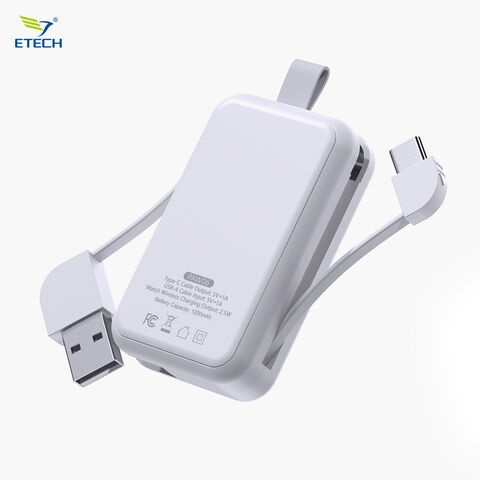 Mini Batterie Externe Portable en Forme de Montre avec Fixation Magnétique, Charge 2-en-1 Filaire/Sans Fil, Design Porte-Clés Idéal pour les Voyages, Support OEM.