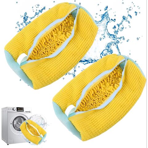 Heavy Duty Zippered Sneaker Bolsa de lavandería con cepillo de zapatos integrado y paño de microfibra para un rendimiento de limpieza mejorado