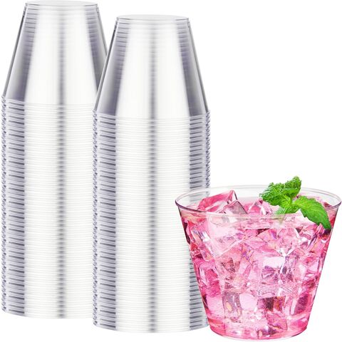 9 oz 100 paquetes de vasos de plástico desechables transparentes, vasos de plástico duraderos, perfectos para fiestas, bodas y eventos de festivales