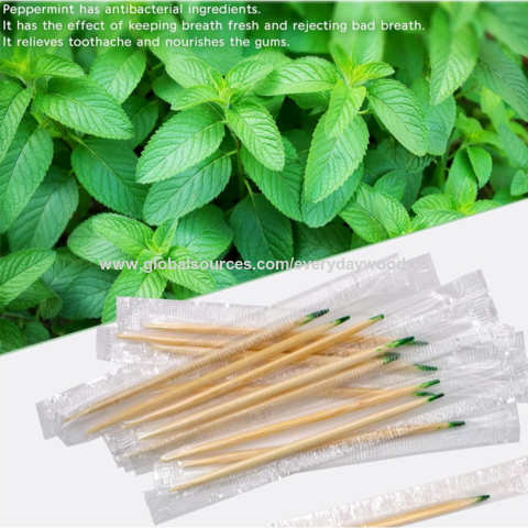 Customized Packing Wooden Toothpicks Custom Biodegradable Opp Paper Bag ...