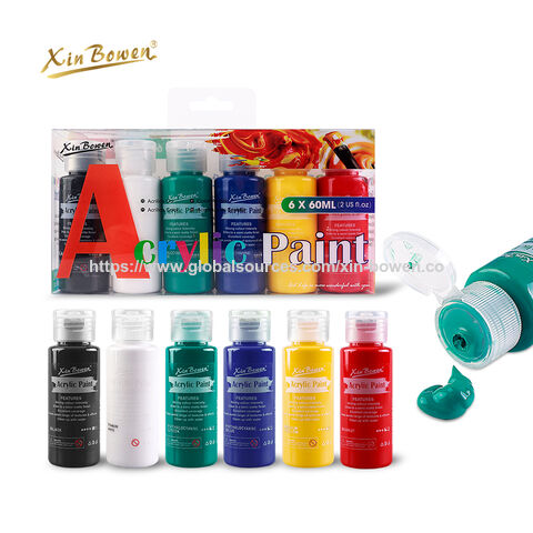 Xin Bowen Pintura Acrílica de 6 Colores Base, Suministro al por Mayor de 60ML para Pintura en Lienzo, Set de Pintura Acrílica Profesional para Artistas for sale at factory direct price
