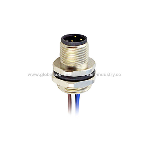 Conector de panel macho metálico con rosca PG9 o rosca M16, 3 pines, 4 pines, 5 pines, 8 pines, 12 pines, 17 pines, recto, con bloqueo trasero, conector con cables, código A/B, IP67 M12 for sale at factory direct price