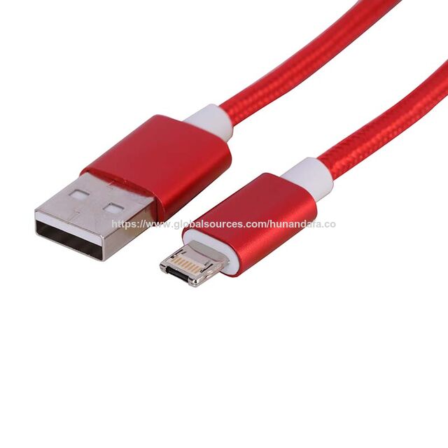 Câble de données avec connecteur aveugle tressé rouge pour charger les téléphones Apple et Android