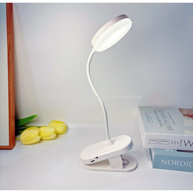 Lámpara LED con clip de 300 grados, lámpara de lectura con abrazadera, lámpara de estudio táctil con carga USB para dormitorio y estudio