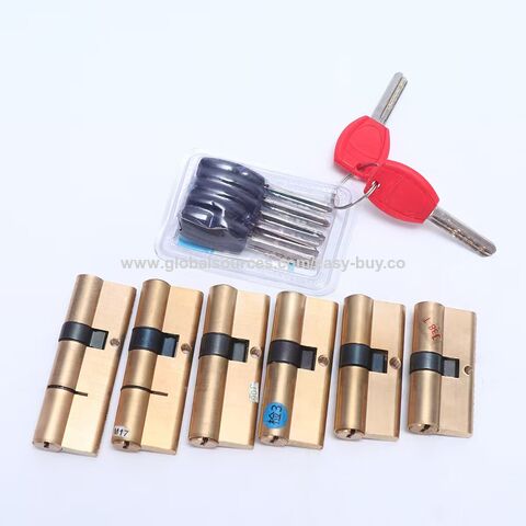 Cylindre de serrure pour profil 65-120 mm, grade A, poignée rouge, cylindre de serrure en cuivre pur pour usage domestique, porte intérieure, porte antivol for sale at factory direct price