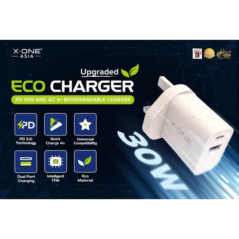 شاحن X.One Eco PD30W صغير الحجم، محول شحن سريع USB-C للسفر لشحن سريع للهواتف المحمولة