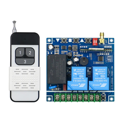 Control Remoto Inalámbrico RF de 2 Canales y 3 Botones con Código de Aprendizaje para Bomba de Agua, Motor, Puerta Eléctrica, Elevación y Grúa